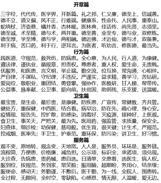 医德规——医德医风规范三字经
